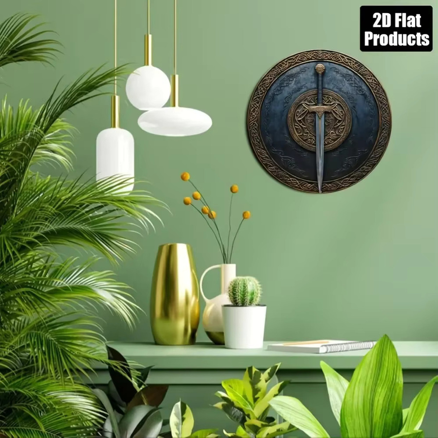 CIFBUY Wanddekoration aus Aluminium mit Schildschwert in Bronze und Braun - Bild 3