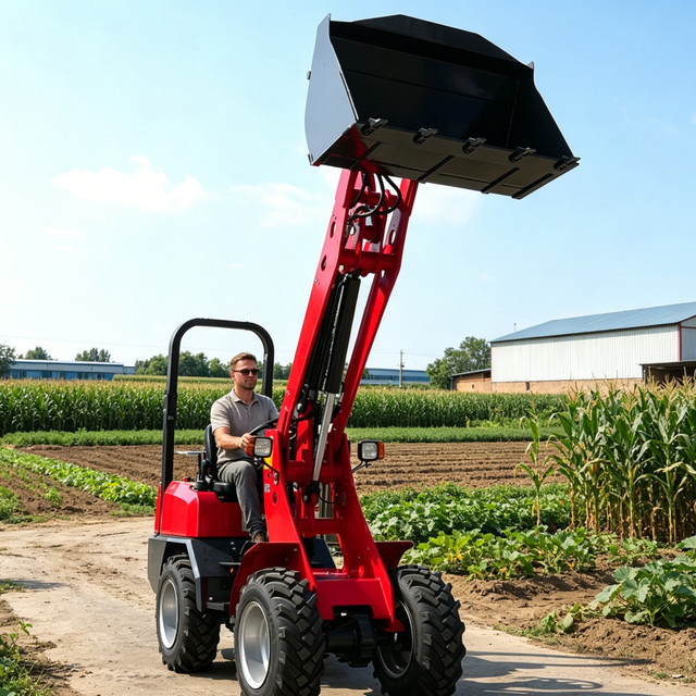 Skott Mini-Radlader in Rot mit CE EURO 5 Motor und 4x4 Knicklenker für Landwirtschaft und Bauwesen - Bild 1