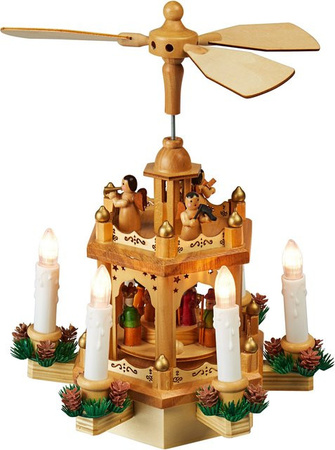 Viva Domo LED-Holz-Pyramide in Braun für die Weihnachtsdekoration