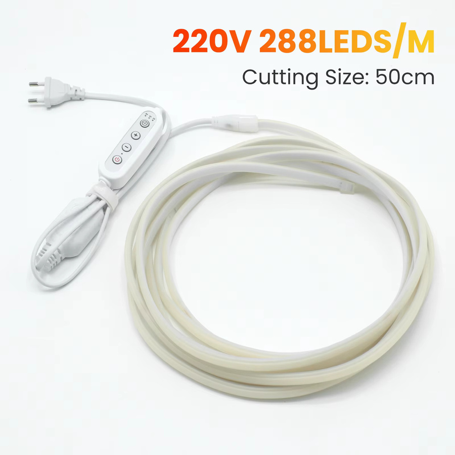 HEGEHE COB LED Neon-Streifen dimmbar mit Timer, wasserdichtes flexibles Neon-Bandlicht für 220V, erhältlich in Weiß, Rot, Blau und Gelb - Bild 5