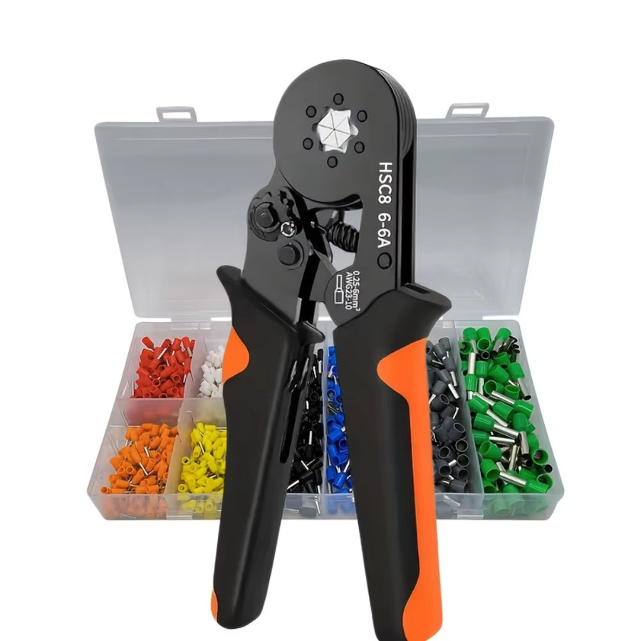 HSC8 6-6A Sechskant-Crimpwerkzeug-Set mit 800-teiligem Set isolierter Kabelendhülsen in Schwarz für PVC-Elektroverbindungen von 0,25-6mm² (AWG23-10) - Bild 6