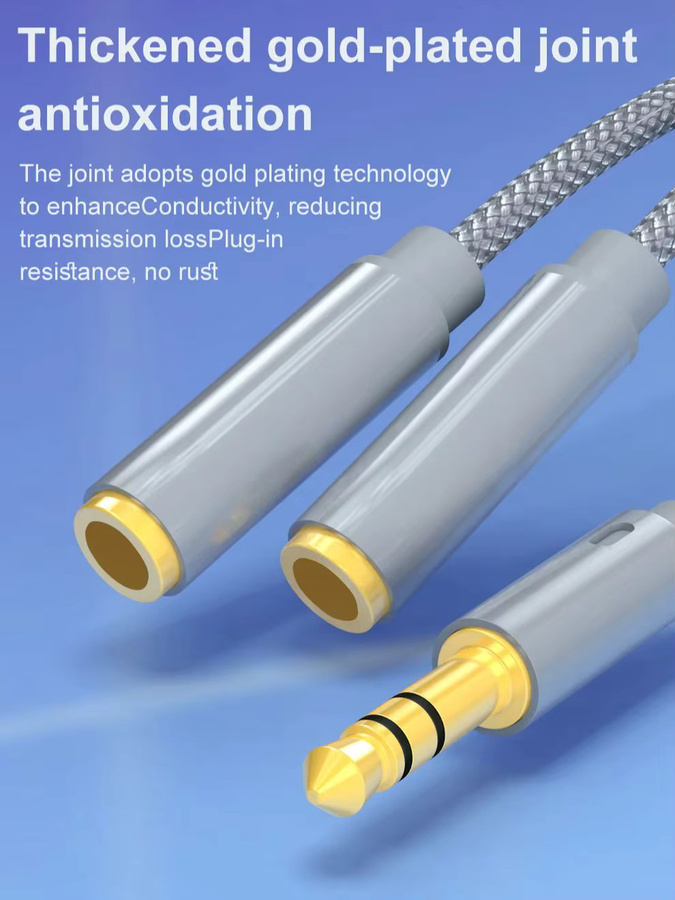 Tengfei Audio Adapter 3,5mm Aux Y-Splitter 2-Wege Stereo Kopfhörer Splitter in Grau und Silber - Bild 1