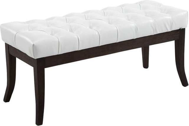 TPFLiving Sitzbank Romeo im Chesterfield-Stil aus Kunstleder in Weiß und Antik-Dunkelbraun, Breite: 100 cm - Bild 1