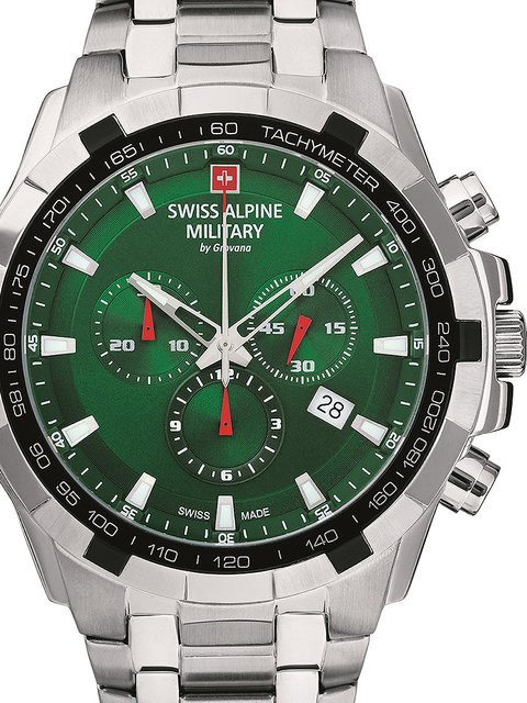Swiss Alpine Military Chronograph, Quarz, Edelstahl, Grün, 46 mm, Herren - Bild 1