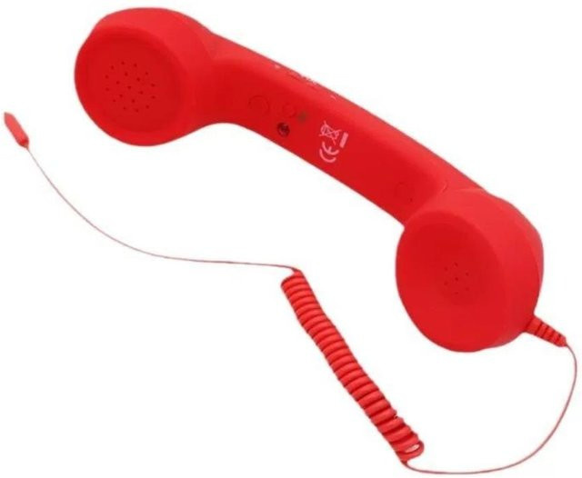 Haoming Retro-Telefonhörer mit USB-C und 3,5mm Klinkenanschluss in Rot - Bild 1