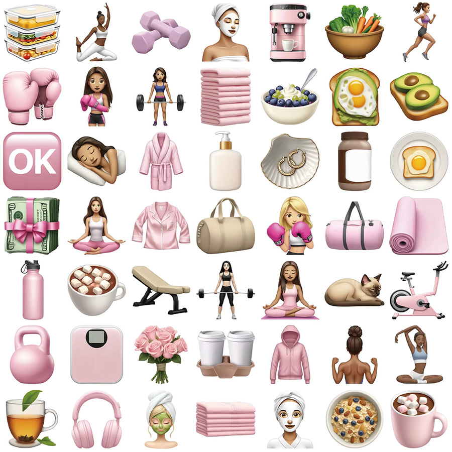 50 Stück GYM Girl Aufkleber, ästhetische wasserfeste Sticker in Multicolour für Wasserflaschen, Laptop und Handy - Bild 2