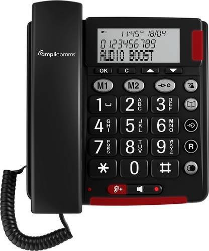 Amplicomms BigTel 48 Plus Seniorentelefon mit großen Tasten und Freisprechfunktion in Dunkelgrau/Schwarz, Hörgerätekompatibel - Bild 1