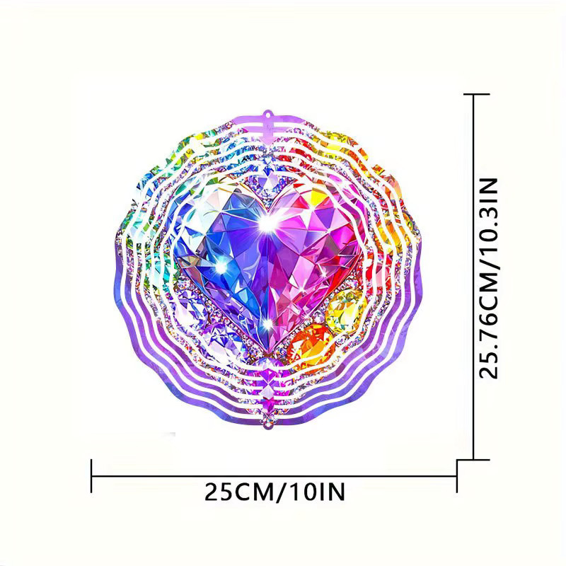 CIFBUY Metall-Herz-Traumfänger Windspiel in Regenbogenfarben, Hängende Gartendekoration aus Metall mit Herz-Motiv, Höhe: 25 cm - Bild 3
