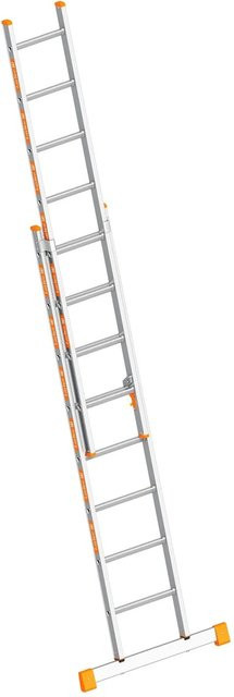 Layher Topic 1035 Schiebeleiter mit Quertraverse in Silber, 2x8 Sprossen - Bild 1