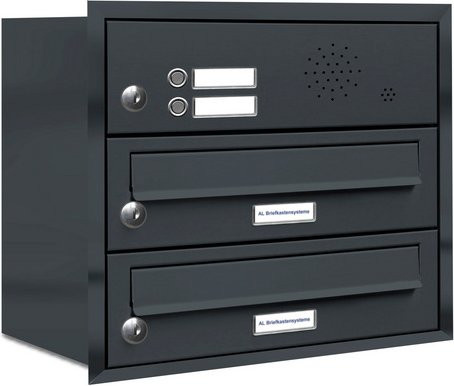 AL Briefkasten-System für 2 Parteien zur Unterputzmontage, grau, B/H/T: 153,234 x 38,5 x 27,5 cm - Bild 1