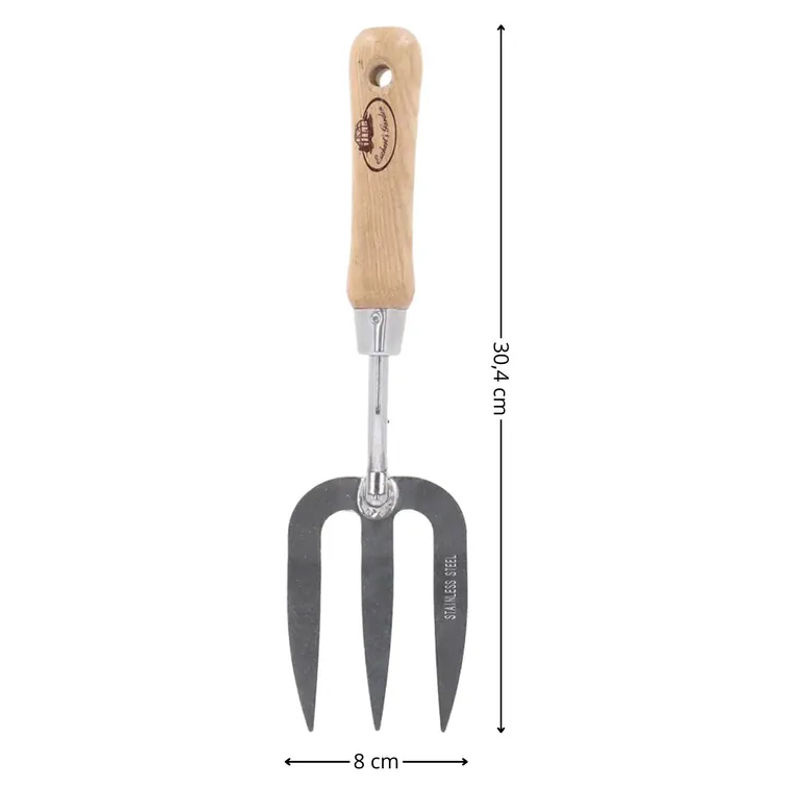 Super Merchant Handgabel für Gartenarbeiten aus Edelstahl und Holz in Silber - Bild 2