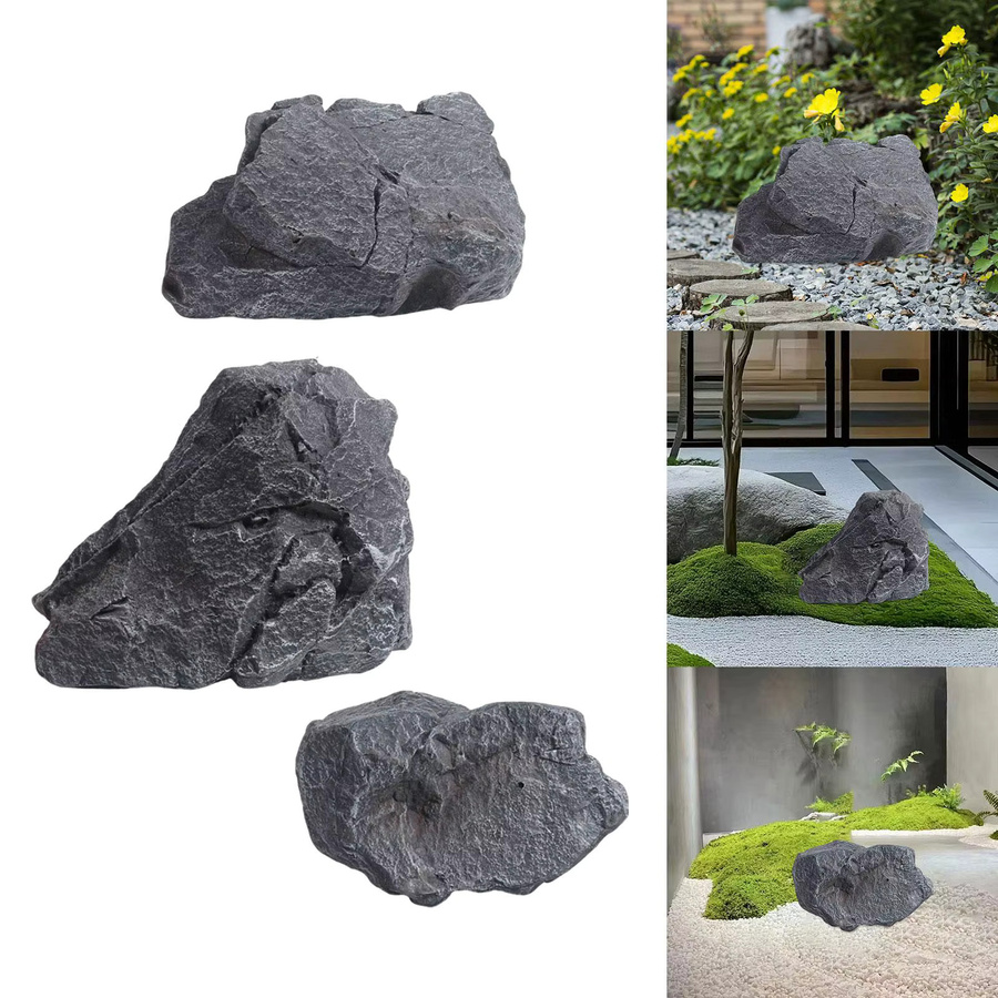 Homyl Künstliche Felslandschaftsdekoration in Grau, Realistischer Kunststein für Garten, Hof und Aquarium, B/T/H: 28 x 16 x 16 cm - Bild 3