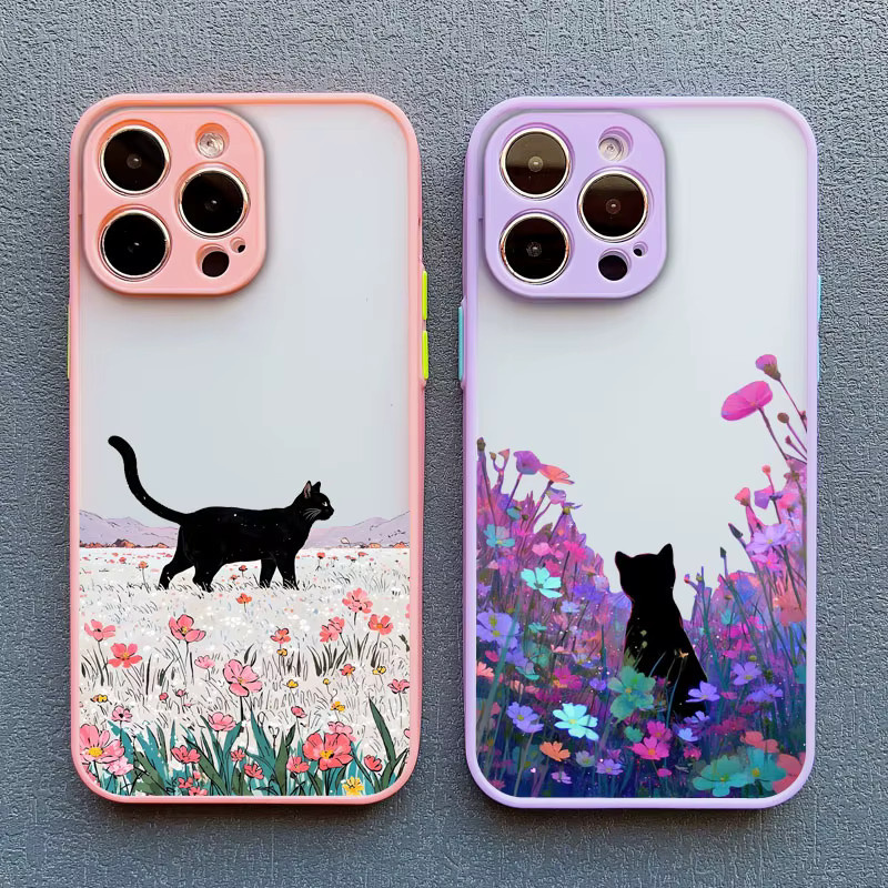 Clespruce Stoßfeste iPhone Handyhülle mit Anime Landschaft und Katze Motiv in Grün und Multicolour - Bild 1
