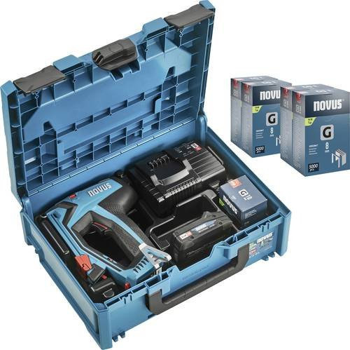 Novus Akkutacker J-551 in Blau mit Akku und Ladegerät für Klammerntyp 11 und Typ 53F (Länge 6 - 14mm) - Bild 1