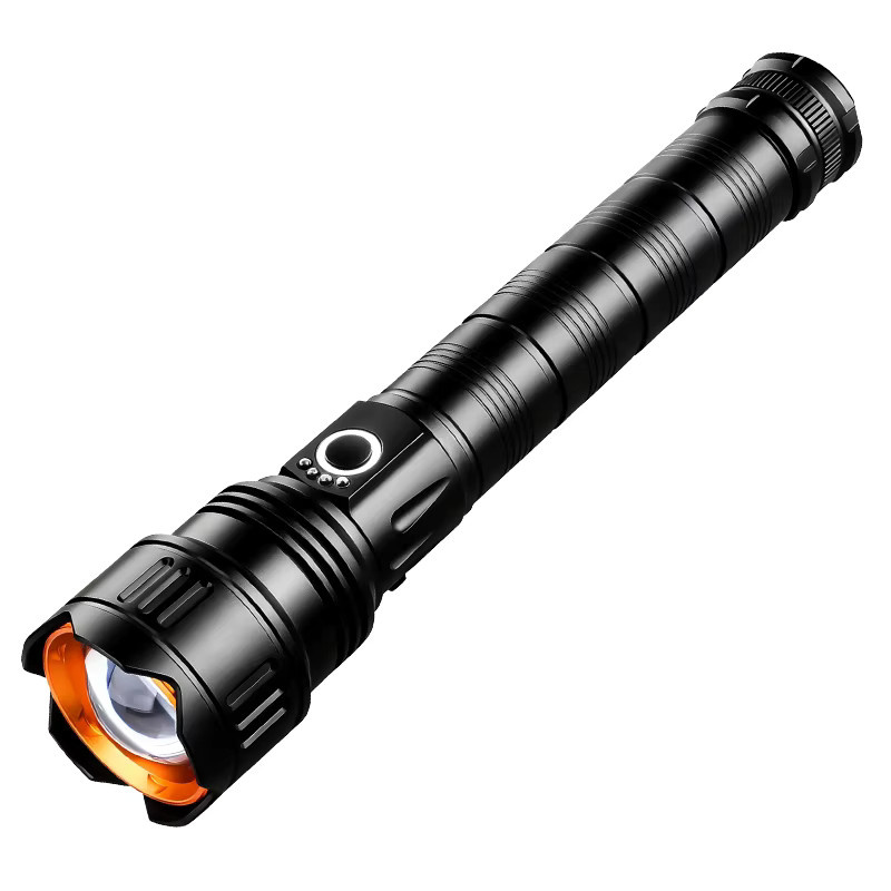 ESMARTER Taktische Taschenlampe Schwarz mit zoombarem Strahl und wiederaufladbarem Akku für Outdoor und Notbeleuchtung - Bild 2