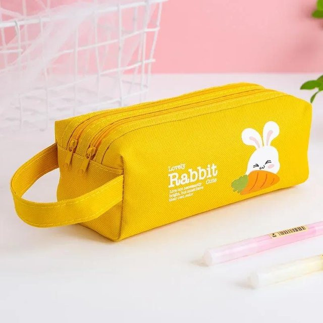 Tragbares Federmäppchen aus Segeltuch von Love Home Garden in Grün, doppellagige Aufbewahrungstasche für Schulbedarf, Breite: 19,5 cm, Tiefe: 7,5 cm - Bild 1