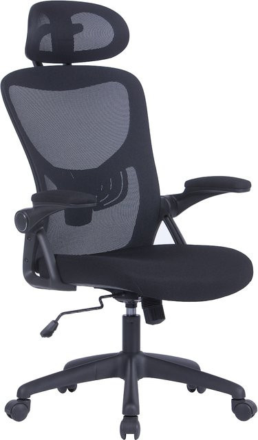 byLIVING Bürostuhl FLEX in Schwarz mit Webstoff und Kunststoff, höhenverstellbar mit Kopfstütze und Armlehnen, H x B x T: 119 x 66 x 66 cm - Bild 1