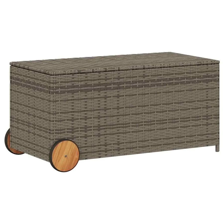 Furnicato Gartentruhe aus Poly Rattan in Grau mit Rollen und 190l Fassungsvermögen - Bild 2