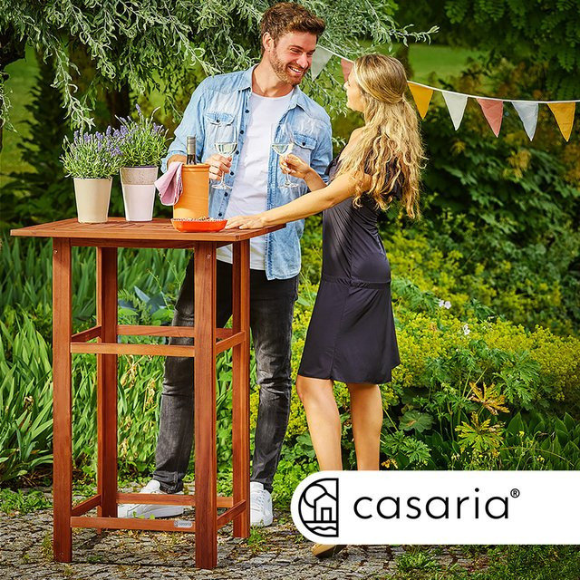 Casaria Stehtisch aus Akazienholz in Braun, quadratisch, B/T/H: 75 x 75 x 110 cm - Bild 1