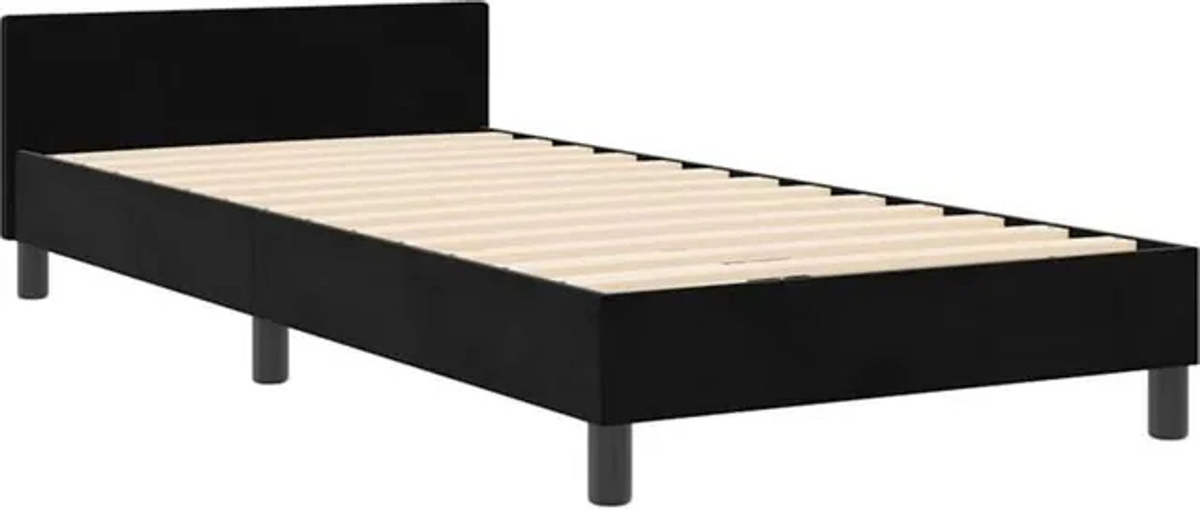 vidaXL Polsterbett Modern aus Samt und Kiefer, Schwarz, B: 180 cm, T: 200 cm - Bild 1