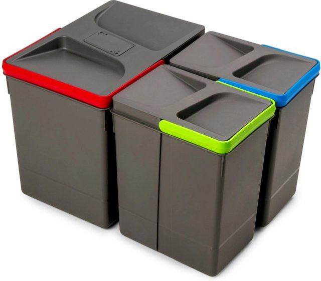 Emuca Recycle-Küchenschubladenbehälter mit geruchsdichtem Deckel, 2 Stück, Anthrazitgrau, Höhe: 26,6 cm, 2 x 15 l - Bild 1