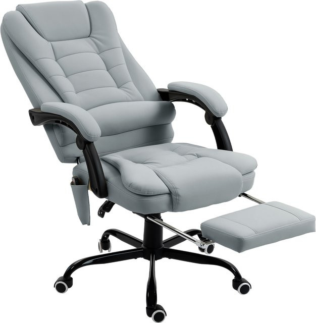 Vinsetto Ergonomischer Bürostuhl mit 7-Punkt-Massage und ausziehbarer Fußstütze von Aosom, Grau - Bild 1