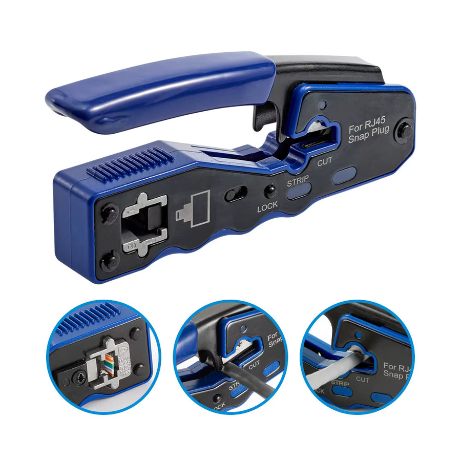 RJ45 Crimp Tool Kit Pass Through Ethernet Crimper und Tester für Cat5e Cat6 Cat6a 8P8C Modularsteckverbinder in Beige von Seven Floor - Bild 4