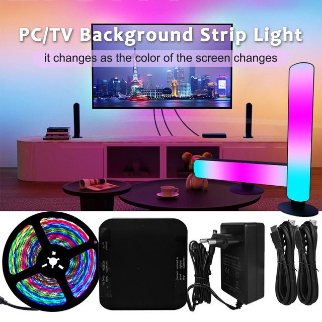 FUNZENXIN Smart Ambient TV LED Hintergrundbeleuchtung mit Sync Box, RGB LED Streifen Kit für 24-85 Zoll TV, 4K HDMI 2.0, Multicolour - Bild 1