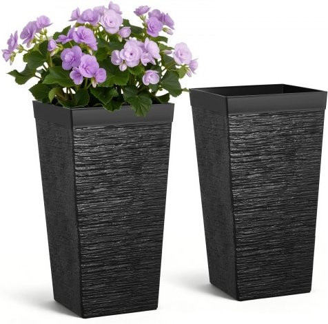 VEVOR 2er-Set Pflanztopf aus PP-Kunststoff, quadratisch, Schwarz, B/T/H: 30 x 30 x 58 cm - Bild 1