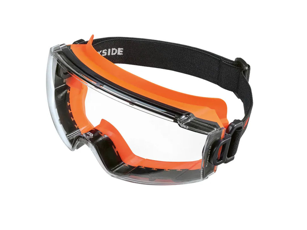 PARKSIDE® Arbeitsschutzbrille Full Vision mit Gummiband in Orange und Clear nach EN 166 - Bild 2