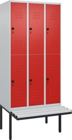 C+P Doppelstock-Spind Classic PLUS Sitzbank mit 3 Abteilen und Sicherheits-Drehriegel, B/T/H: 212 x 90 x 81,5 cm - Bild 1