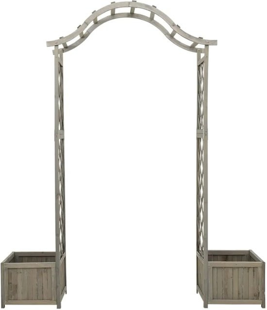 vidaXL Garten-Pergola aus Tannen-Massivholz mit Blumenkasten in Grau, H: 204 cm, B: 175 cm, T: 40 cm - Bild 1
