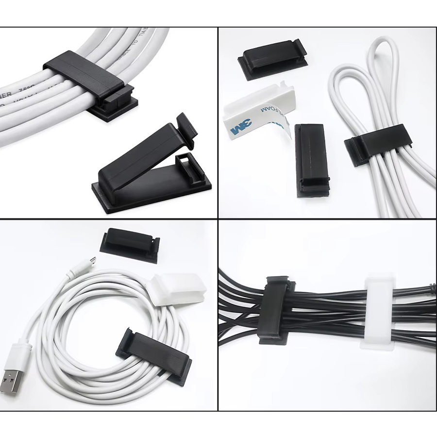 50 Stück selbstklebende Kabelmanagement-Clips als Kabel-Organizer und Kabelhalter für Ethernet/LAN-Kabel in Schwarz und Transparent - Bild 3