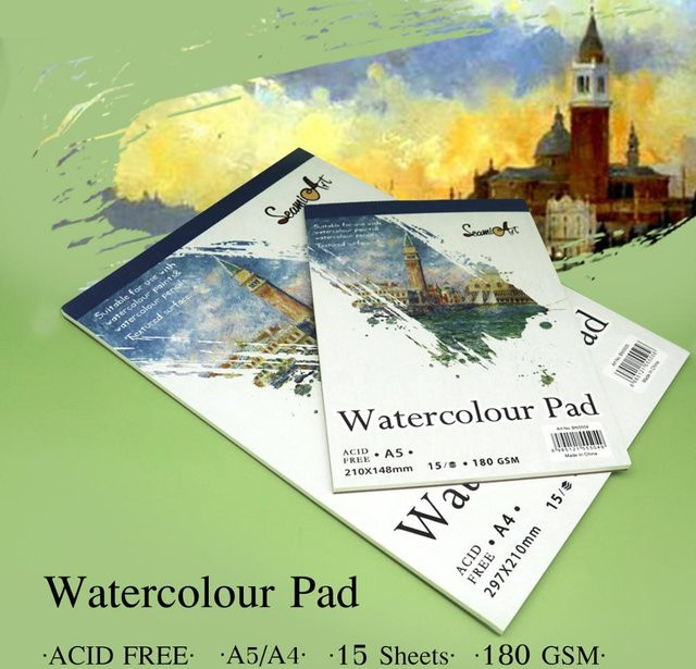 SeamiArt Aquarellbuch A5 mit 15 Blatt, 180 g/m2 Papier für Malerei und Zeichnen - Bild 1