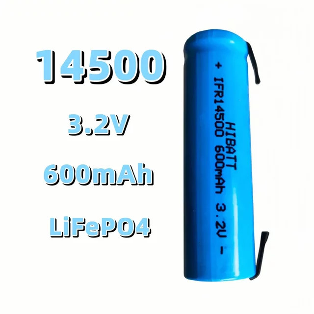 DOUBLEPOW LiFePO4 Akku 14500 3,2V 600mAh mit Lötfahnen in Blau - Bild 1