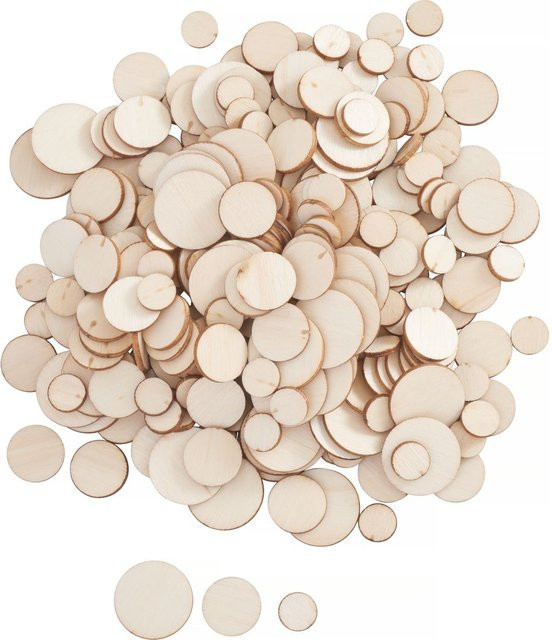VBS Streuteile Witney Holzscheiben in Naturfarben und Beige, 312 Stück - Bild 1