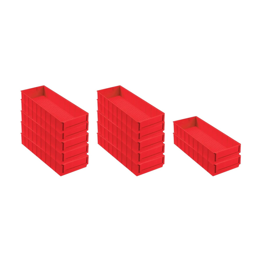 PROREGAL SuperSparSet 12er Pack Rote Industriebox 500 B Sortimentskasten, H x B x T: 8,1 x 18,3 x 50 cm, 6 Liter - Bild 2