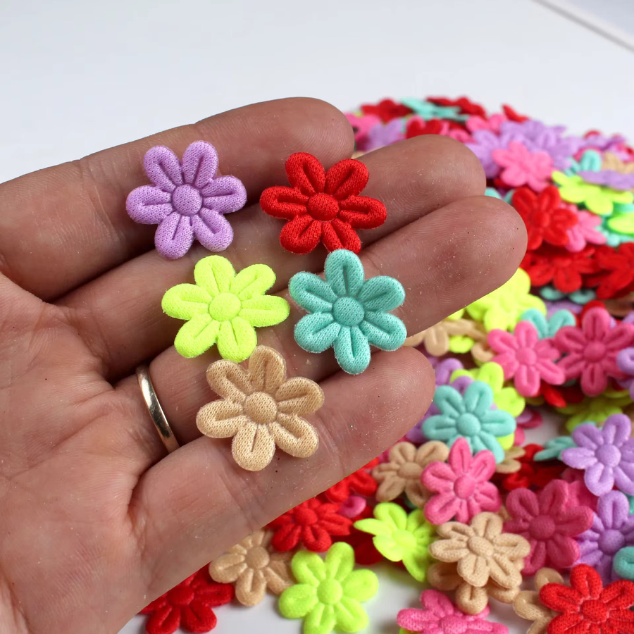 100 Stück Filz Stoff Patches in Blumenform für DIY Näharbeiten und Handwerk, Mehrfarbig - Bild 3
