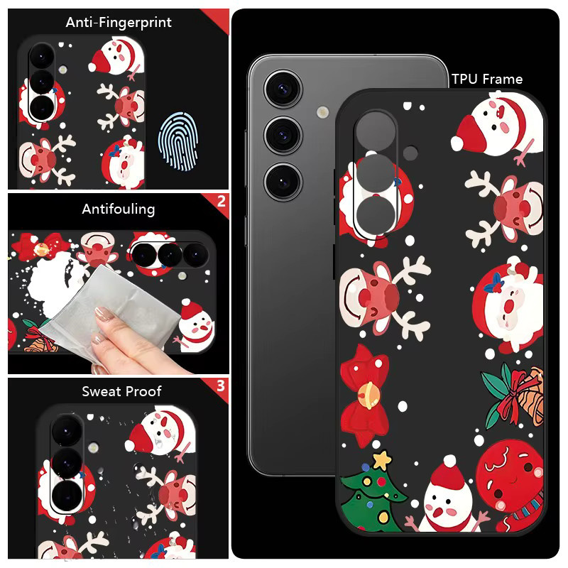 MOESOE Handyhülle mit Schneemann und Elch Design für Samsung Galaxy S25 S24 S23 Ultra S24 FE A56 A16 A36 A55 A54 A53 A15 A14 in Schwarz - Bild 5