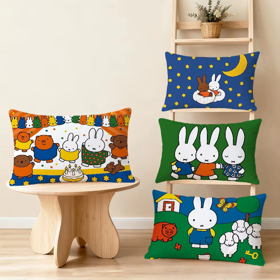 Miffy Rechteckiger Kissenbezug mit Cartoon Bunny Rabbit Motiv, Mehrfarbig, Breite: 30 cm, Tiefe: 30 cm, Höhe: 30 cm - Bild 2