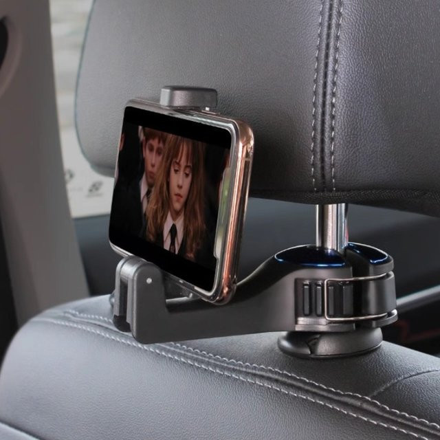 Handyhalterung für die Rücksitz-Kopfstütze im Auto, Telefonhalter Schwarz - Bild 1