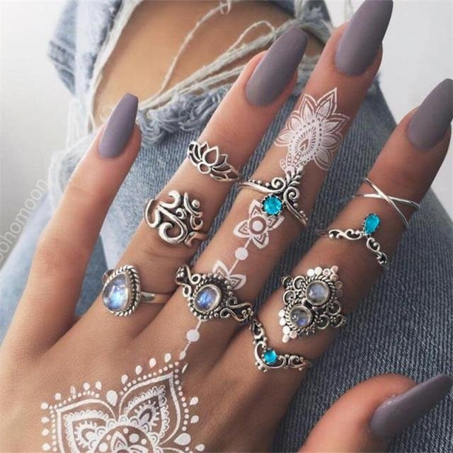 Ringe Set Silberfarbe, Kristall, Damen - Bild 1