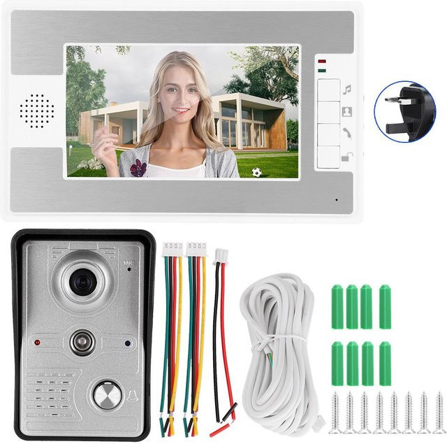 GoolRC Video-Türsprechanlage mit 7 Zoll TFT-Bildschirm, Nachtsicht und Fernzugriff, Weiß - Bild 1