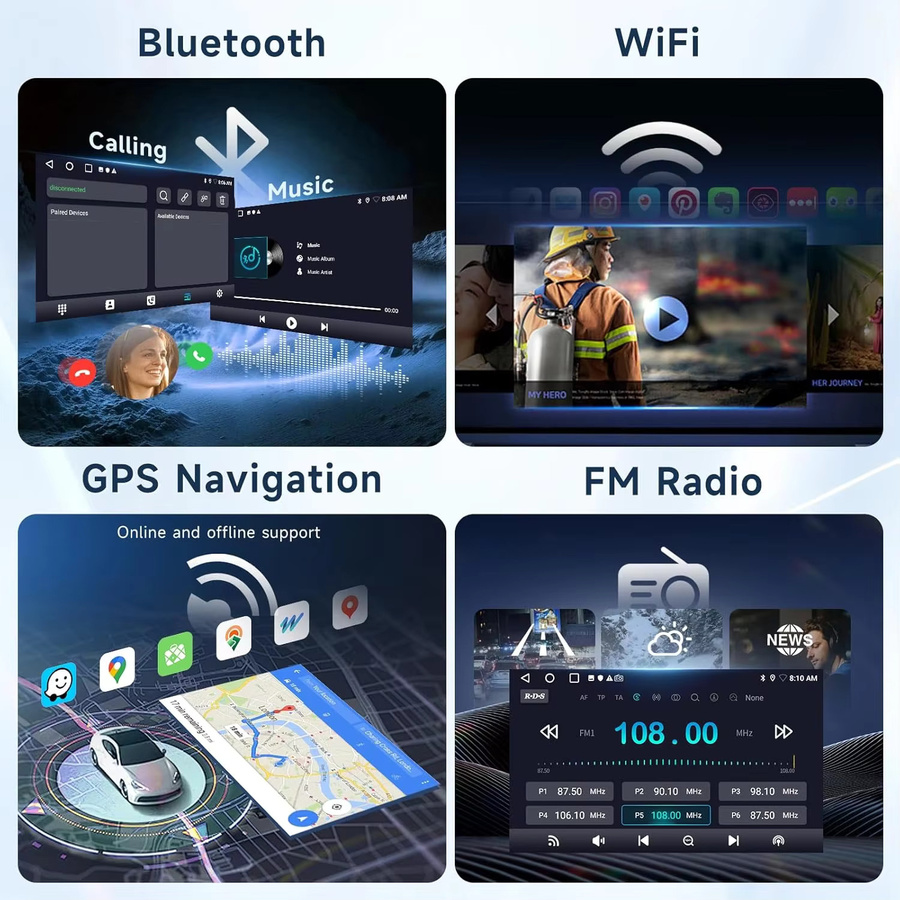 XFY 7-Zoll Autoradio für FIAT 500 (2007 - 2015) mit GPS-Navigation, Android Auto, Apple CarPlay, 5G Wifi, Bluetooth und 360 Kamera in Schwarz - Bild 4