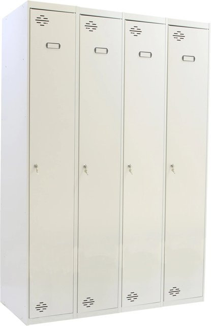 PROREGAL Spind Amego Kleiderspind mit 4 Abteilen aus Metall in Lichtgrau, H x B x T: 180 x 120 x 50 cm - Bild 1