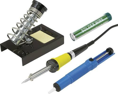 Basetech ZD-30B Lötkolben-Set 30W in Bleistiftform mit Lötzinn, Ablage, Entlötsaugpumpe und Lötspitze - Bild 1