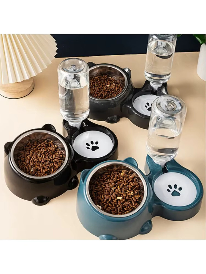 ZHUOJI Automatischer Futterautomat und Wasserspender in Schwarz mit integriertem Fütterungssystem und schrägem Auslauf für Katzen und Hunde - Bild 6
