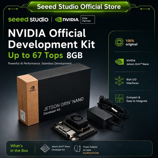 NVIDIA Jetson Orin Nano Super Developer Kit mit 8 GB RAM und 67 TOPS AI Performance, inklusive WiFi und USB 3.2 Gen 2 Port für M.2 NVMe SSD - Bild 1