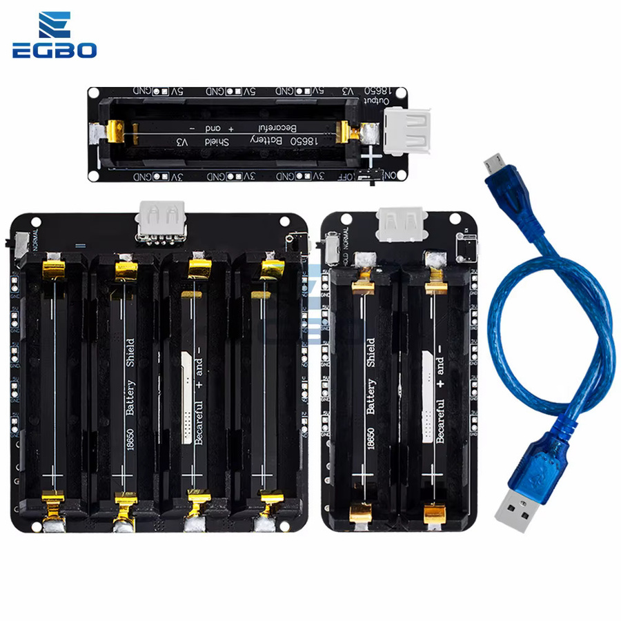 EGBO V8 Mobile Power Expansion Board Modul für 18650 Lithium-Batterien, Schwarz, Micro USB, 5V/3A und 3V/1A für Arduino, ESP32 und ESP8266 - Bild 4