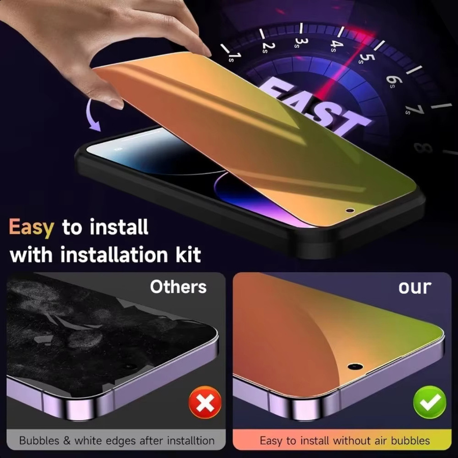 NNBILI 3er-Pack Blickschutzfolie für iPhone 17 Pro Max in Multicolour, kratzfest und blasenfreie Abdeckung - Bild 4